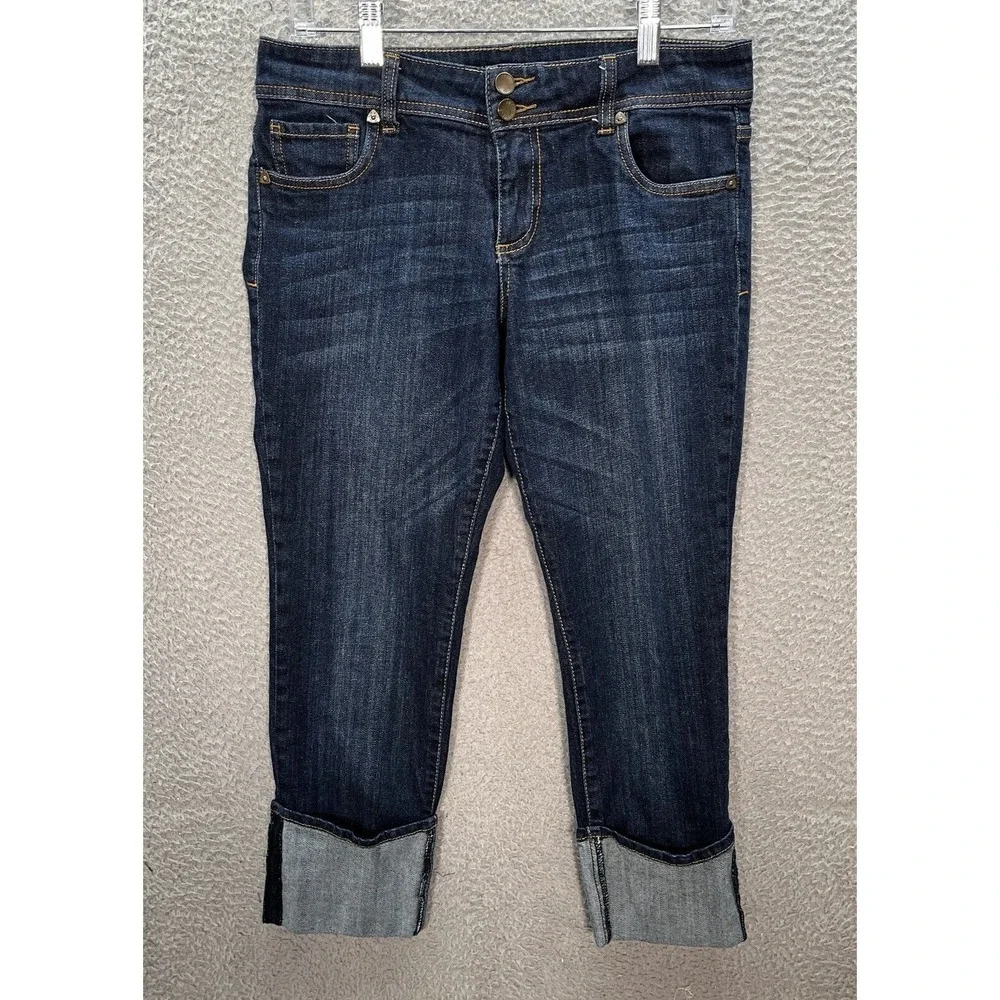 KUT From The Kloth Jeans Womens 6 Blue Cropped Low Rise Distressed‎ Denim Preppy